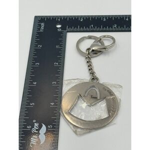 MG Collection Silver Tone Handbag Logo Keychain Lobster Clasp Bag Charm 4.5 Inch